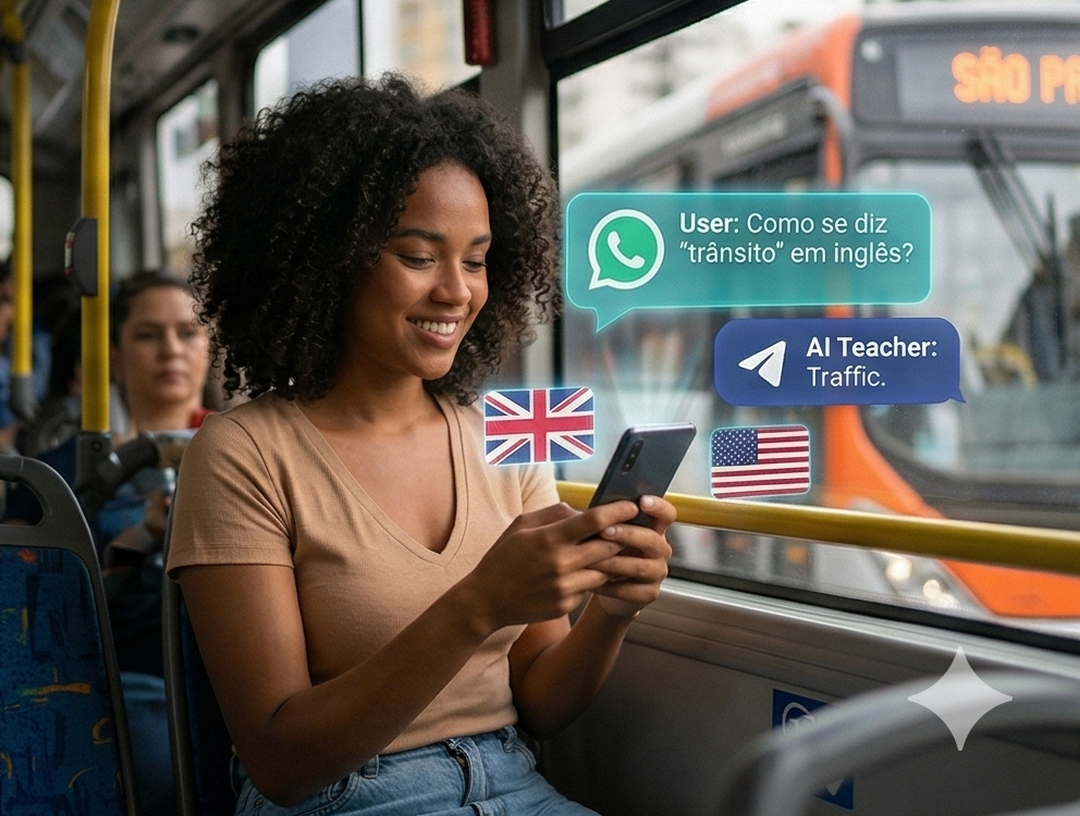 Usuária Fluenzia praticando no ônibus